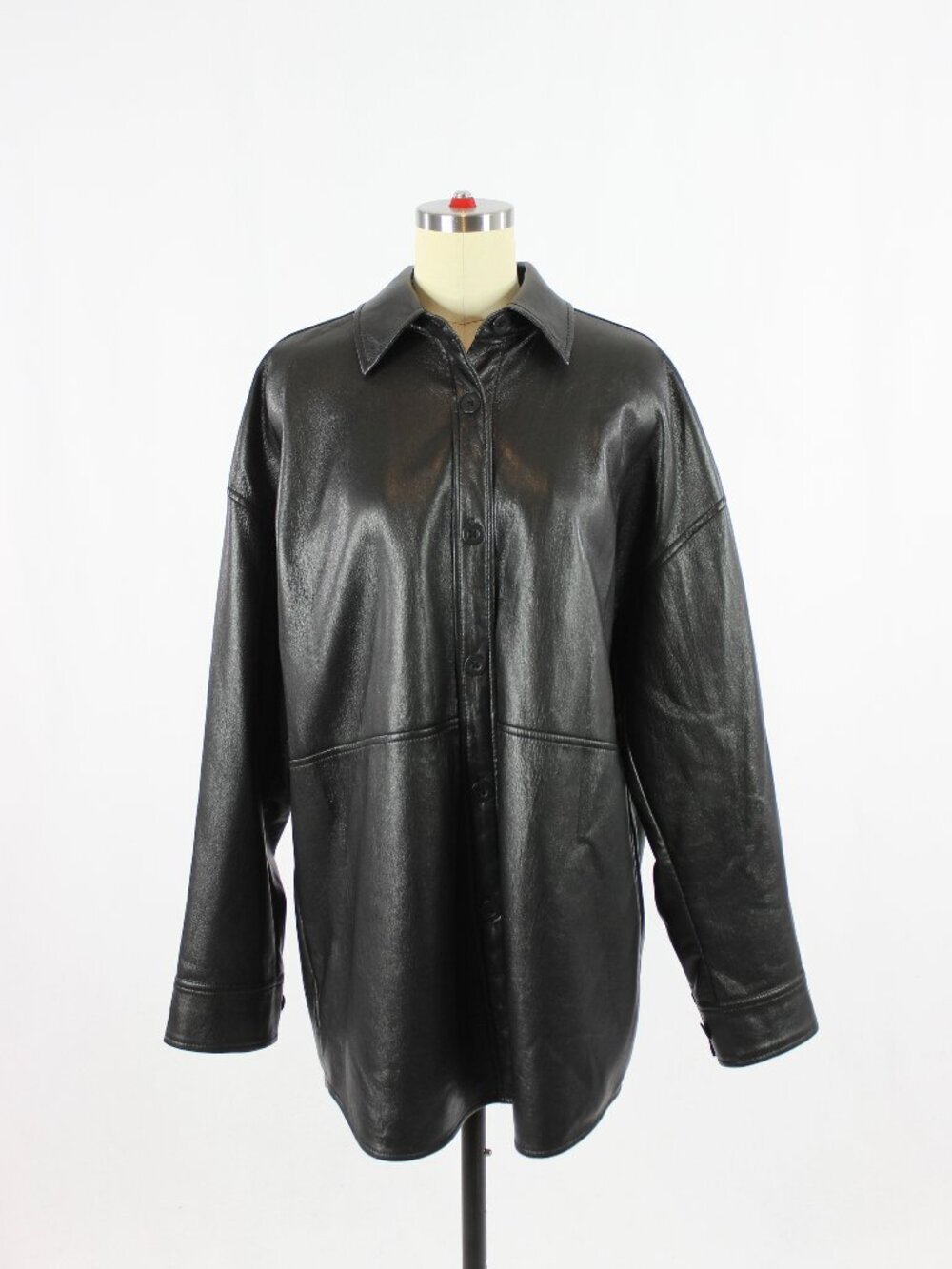 Aritzia BABATON Pelli Black Vegan Leather Shirt Jacket, Size M